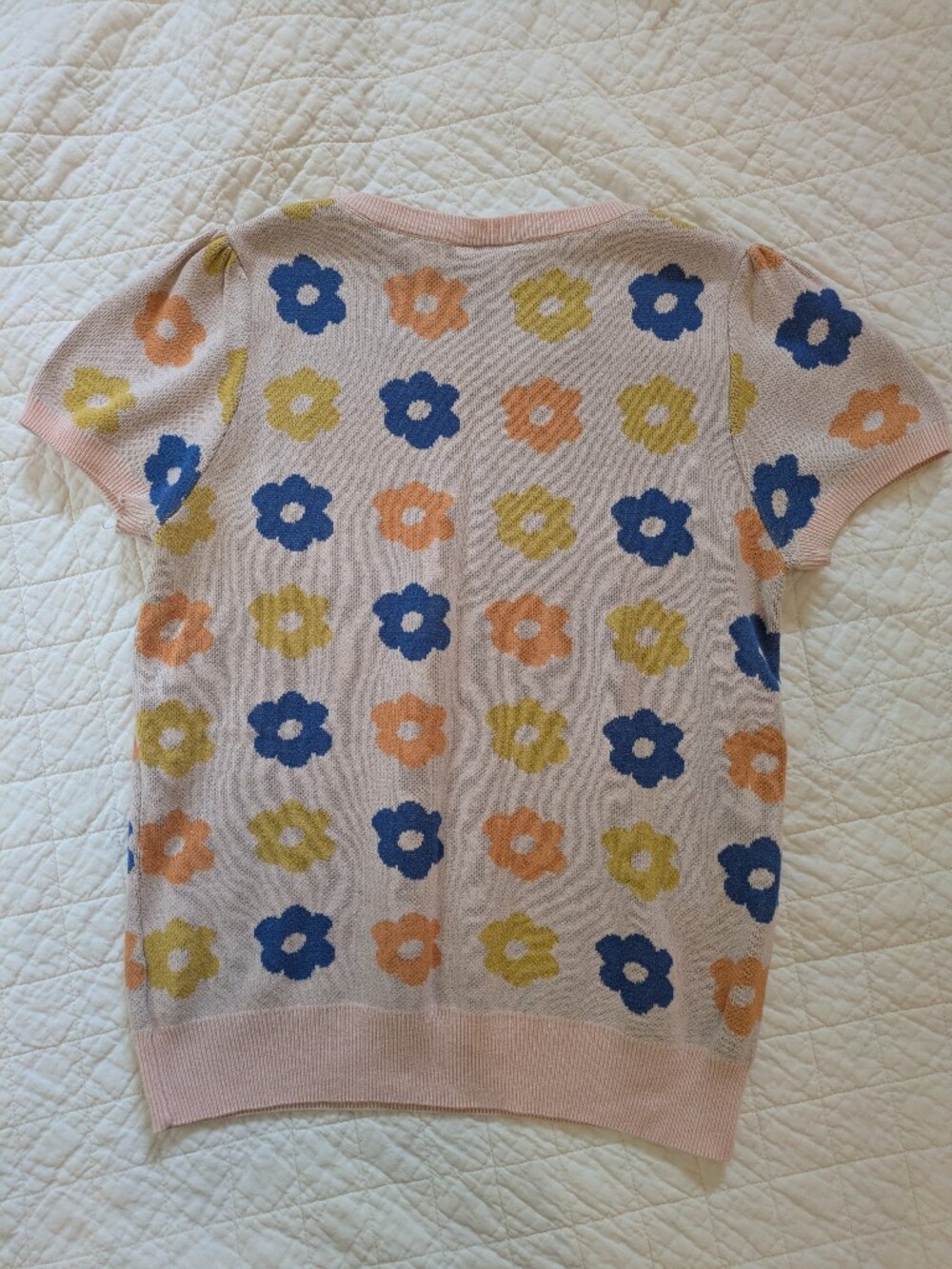 ModCloth Pink Floral Jacquard Knit Sweater Tee - Picture 4 of 6